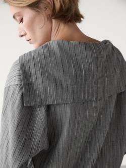 Massimo Dutti Рубашка из хлопка с принтом, серый