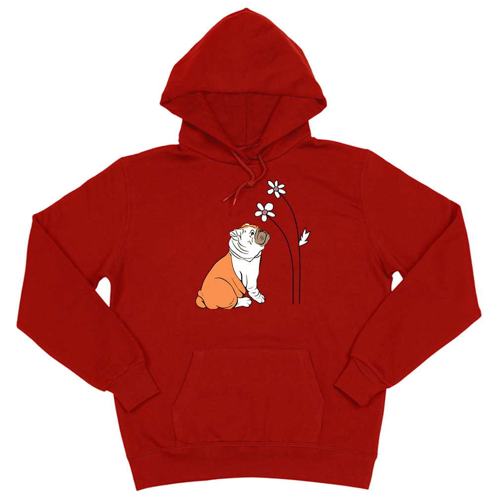 Толстовка "Английский бульдог с цветами"