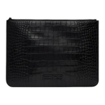 Balenciaga Calfskin Wallet Briefcase Wristlet Bag Clutch Large Unisex Black