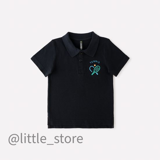 Футболка-поло"Теннис" Черная