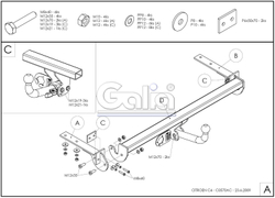 Фаркоп оцинкованный Galia C057A для Citroen C4 седан 2008-2013(паспорт и сертификат в комплекте)(без электрики)