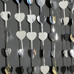 Занавес «Сердца» серебро, металлик, 100х200 см