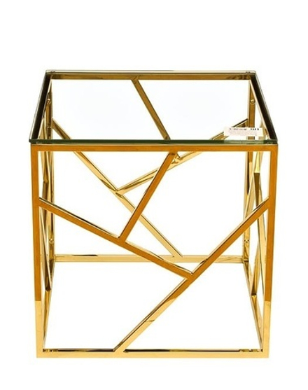 GY-ET2051214GOLD Стол журнальный прозр.стекло/золото 50*50*50см