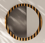 Зеркало настенное 81х81, Пиафорте Нигелла, круглое, в деревянной раме, в прихожую, ванну, дачу, массив дерева, черный, Dipriz