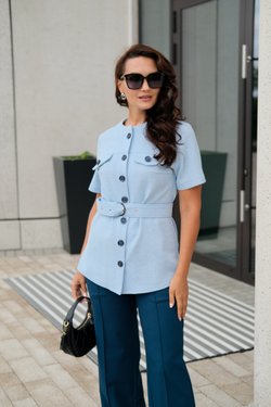 Рубашка с коротким рукавом из ткани букле