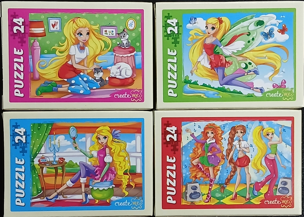 Пазл 24 детали ,"Любимые феи", Рыжий Кот, в комплекте 4 шт, арт.П24-9917, картонная основа, от 3 лет