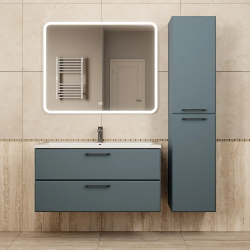 Тумба с раковиной для ванной Uperwood Foster New 100 см, подвесная, серый графит