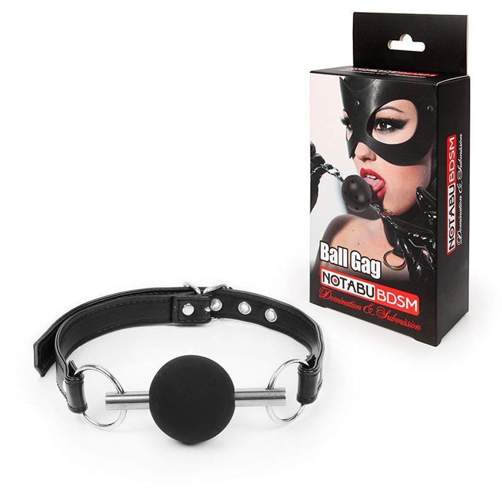 Черный силиконовый кляп-шарик на ремешке (Цвет: черный)