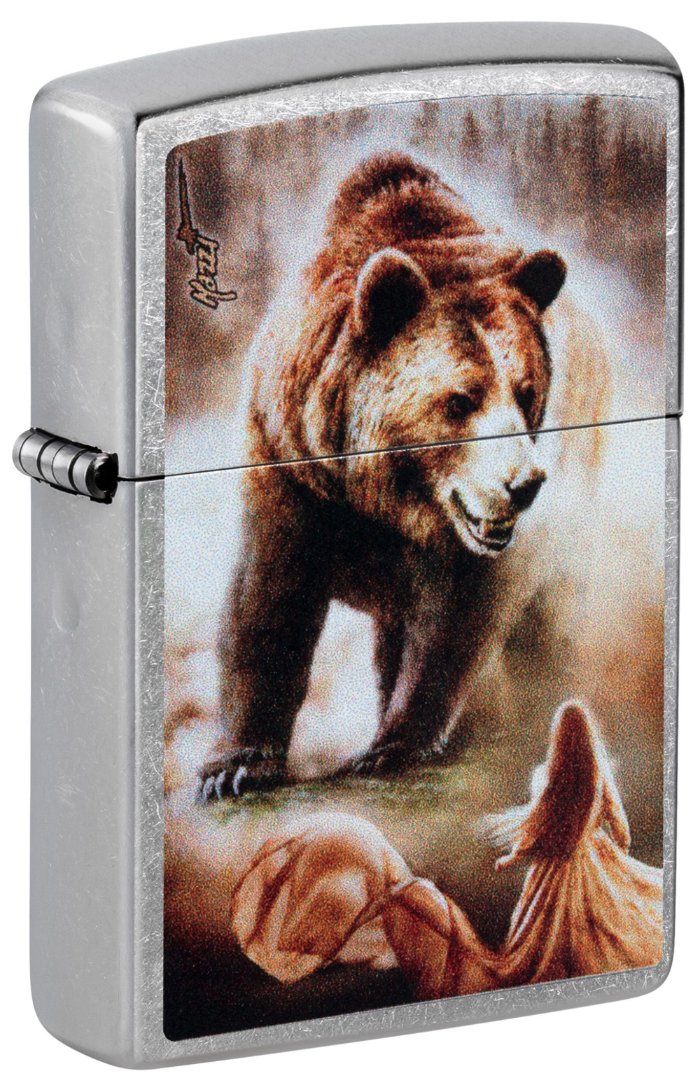 Зажигалка Zippo Mazzi® с покрытием Street Chrome, латунь/сталь, серебристая, 38x13x57 мм