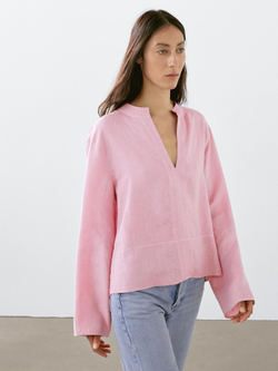 Massimo Dutti Рубашка с длинным рукавом из 100% льна, розовый