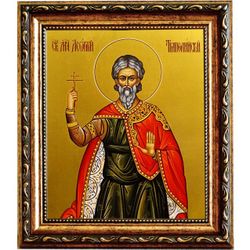 Леонтий Триполийский военачальник мученик. Икона на холсте.