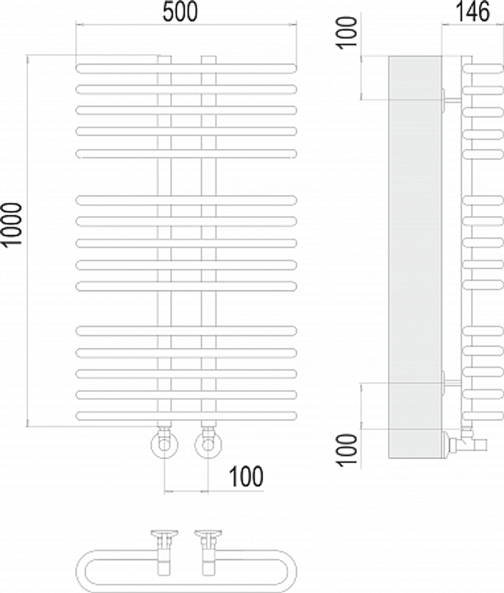 Полотенцесушитель водяной Terminus Сахара П15 500х1000