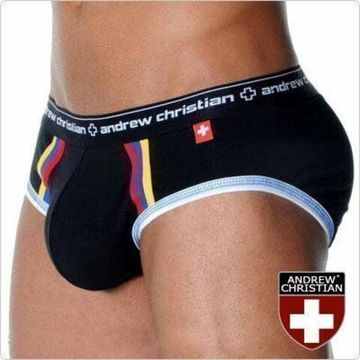 Мужские трусы брифы черные Andrew Christaian Black Colour Line