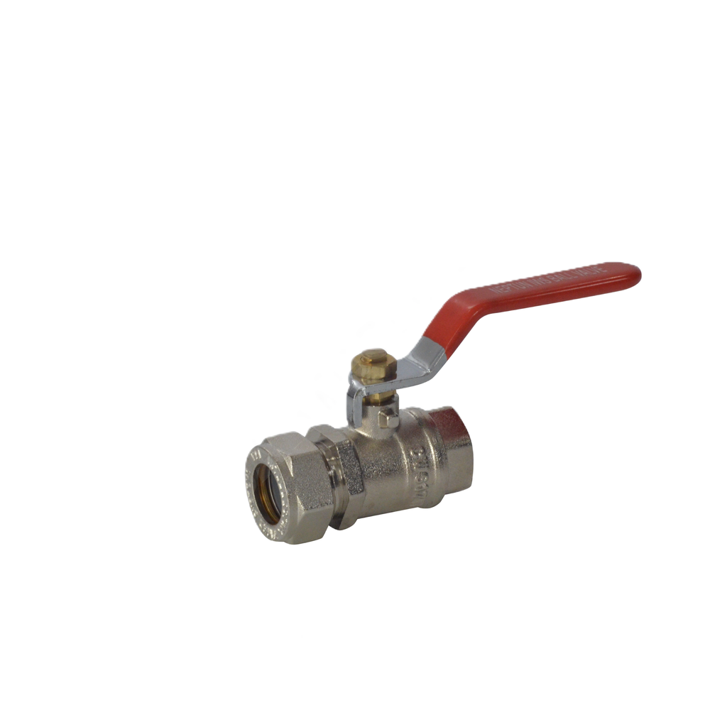 Кран шаровой латунь Ду 15х1/2" Ру50 ВР/обжим рычаг красный STAHLMANN SVLF1501/2NEF
