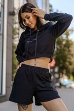 Укороченное худи с капюшоном (Размер: XS) (Цвет: пудровый)