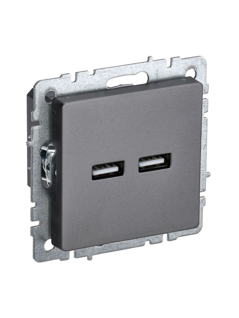 Розетка BRITE USB A+A 3.1А РЮ10-1-БрС механизм сталь IEK BR-U21-D31-K46