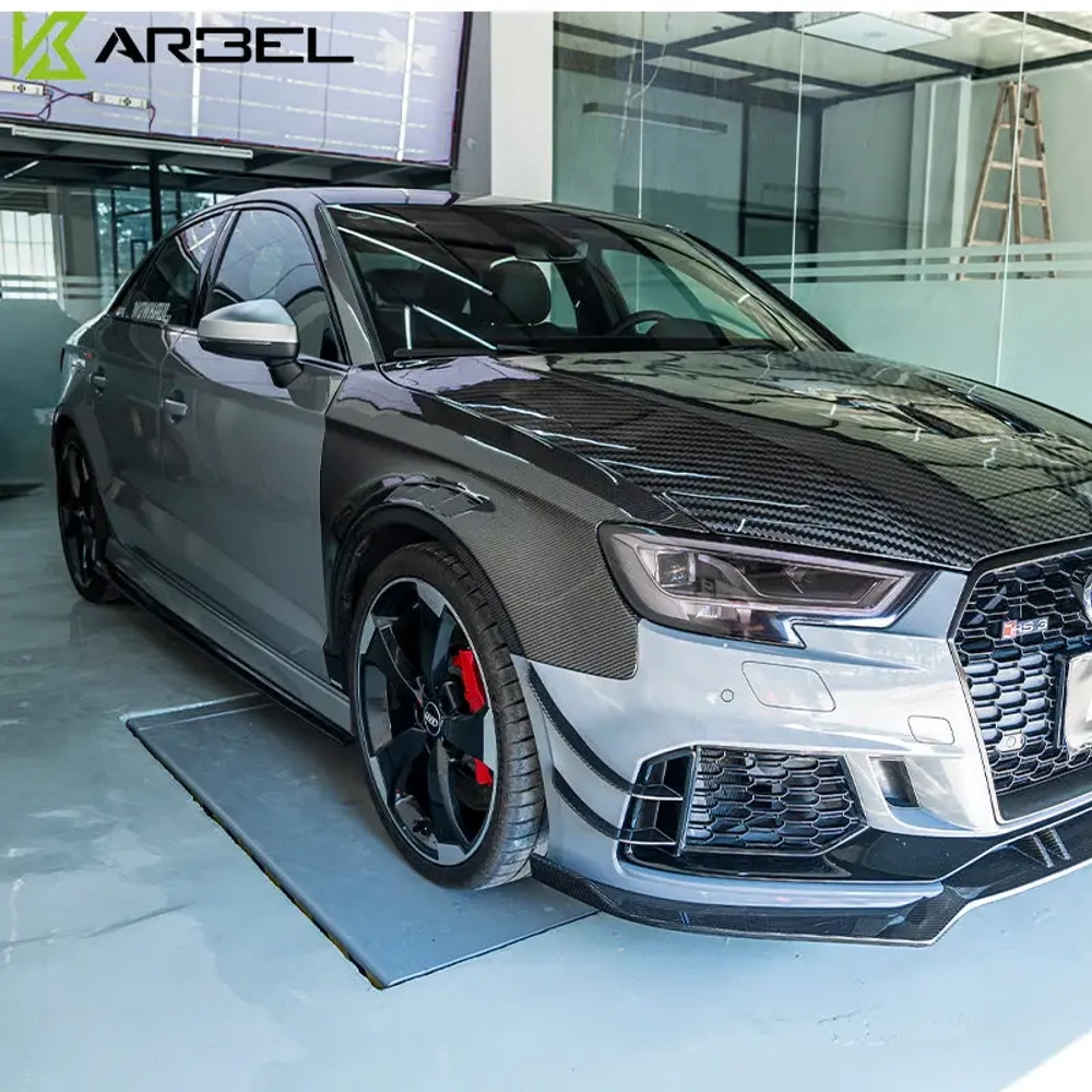 Карбоновые боковые юбки для AUDI RS3 2018-2020 8V Ауди аэродинамический обвес