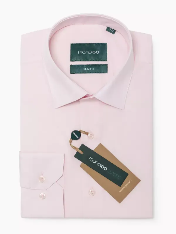 Рубашка приталенная SLIM FIT с длинным рукавом, бледно-розовая