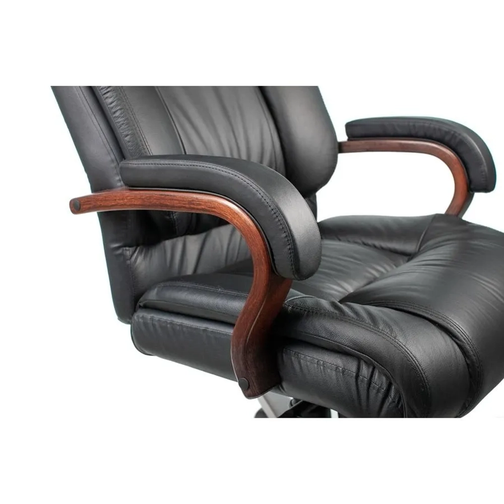 Кресло руководителя Бюрократ T-9925WALNUT/BLACK черный кожа крестовина дерево