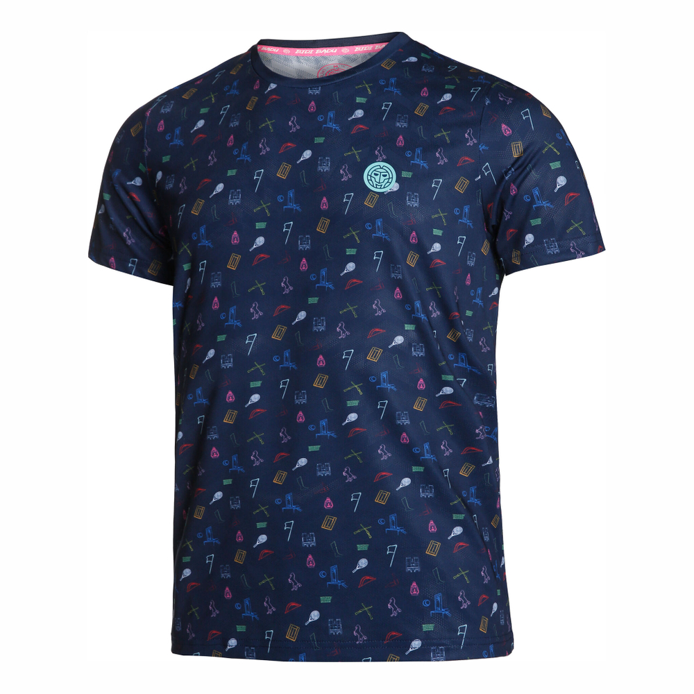 Мужское теннисное поло BIDI BADU Hawi Tech T-Shirt Men - Dark Blue, Multicoloured