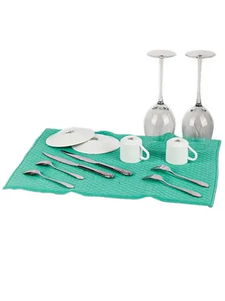 Коврик для сушки посуды "Клетка" 40х46см цв.зеленый