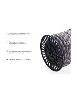 Страховочная высокопрочная веревка Gigant 48 прядей, 14мм х 50м HRS-09