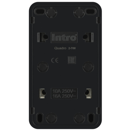 Блок розетка с выключателем Intro Quadro 2-706-05 двойной вертикальный 10-16-А-250В IP20 ОУ антрацит