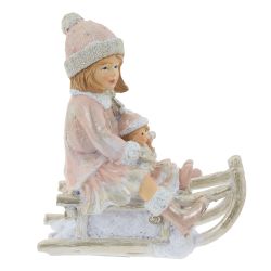 GAEM Фигурка декоративная "Мальчик/Девочка на санках", L9 W5,5 H10,5 см, 2в.