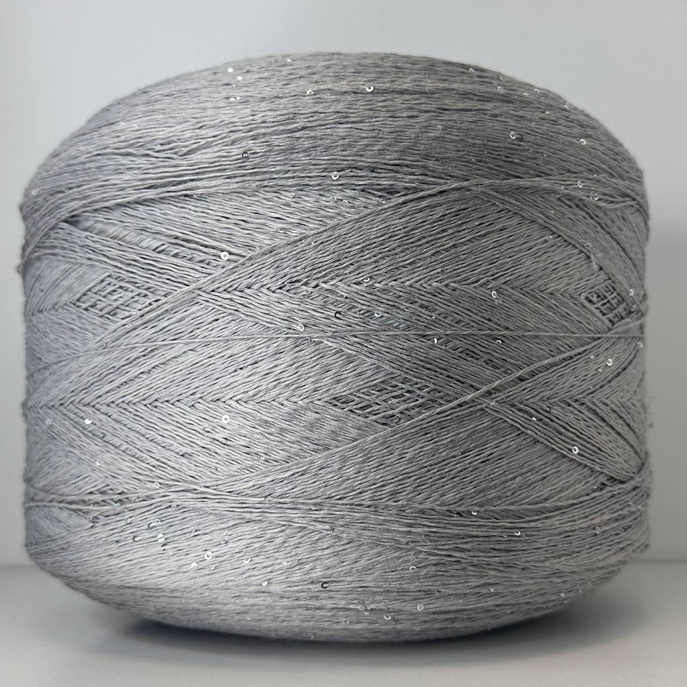 LINETTE PAILLETES - 80% лен, 20% п/а, микропайетки 2мм, ; 450м\100гр; цвет: серый аллюминий, пайетки серебро