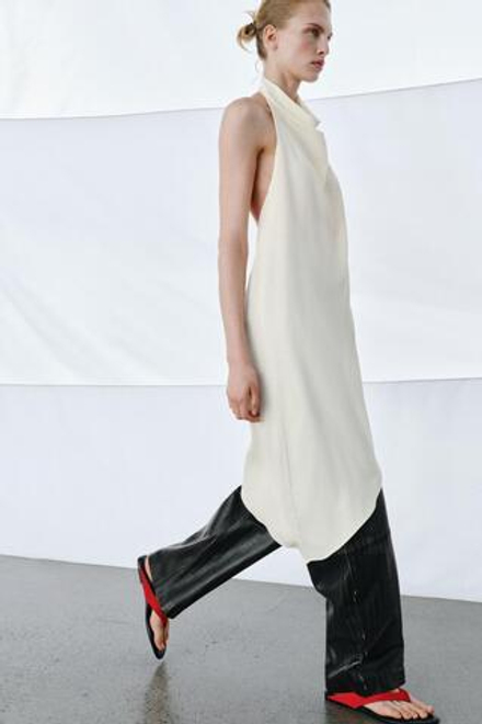 ZARA АСИММЕТРИЧНЫЙ ТОП ZW COLLECTION, ЖЕЛТОВАТО-БЕЛЫЙ