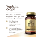 Solgar Vegetarian CoQ-10 200 мг, 30 растительных капсул — для здоровья сердца, защитный антиоксидант — добавка коэнзима Q10 (CoQ-10) — веганская, без глютена, без молочных продуктов, кошерная — 30 порций