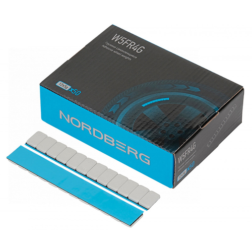 NORDBERG (W5FR4G) Грузики самоклеящиеся (12х5 г, L=14 см) Fe закругленные серые, 50 лент