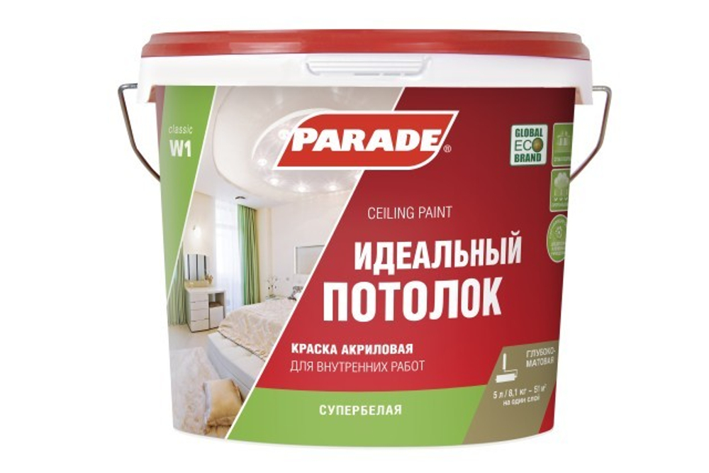 Краска для потолка акриловая Parade W1 (5л)