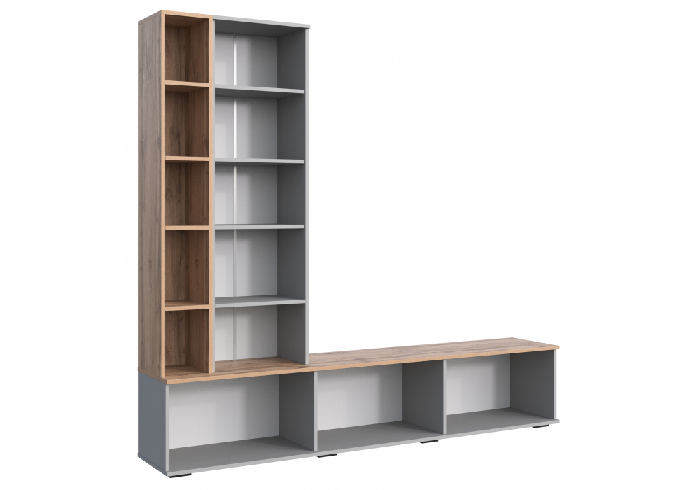 Готовая гостиная Woodville Филеста шиншилла серая, дуб вотан комплектация 1