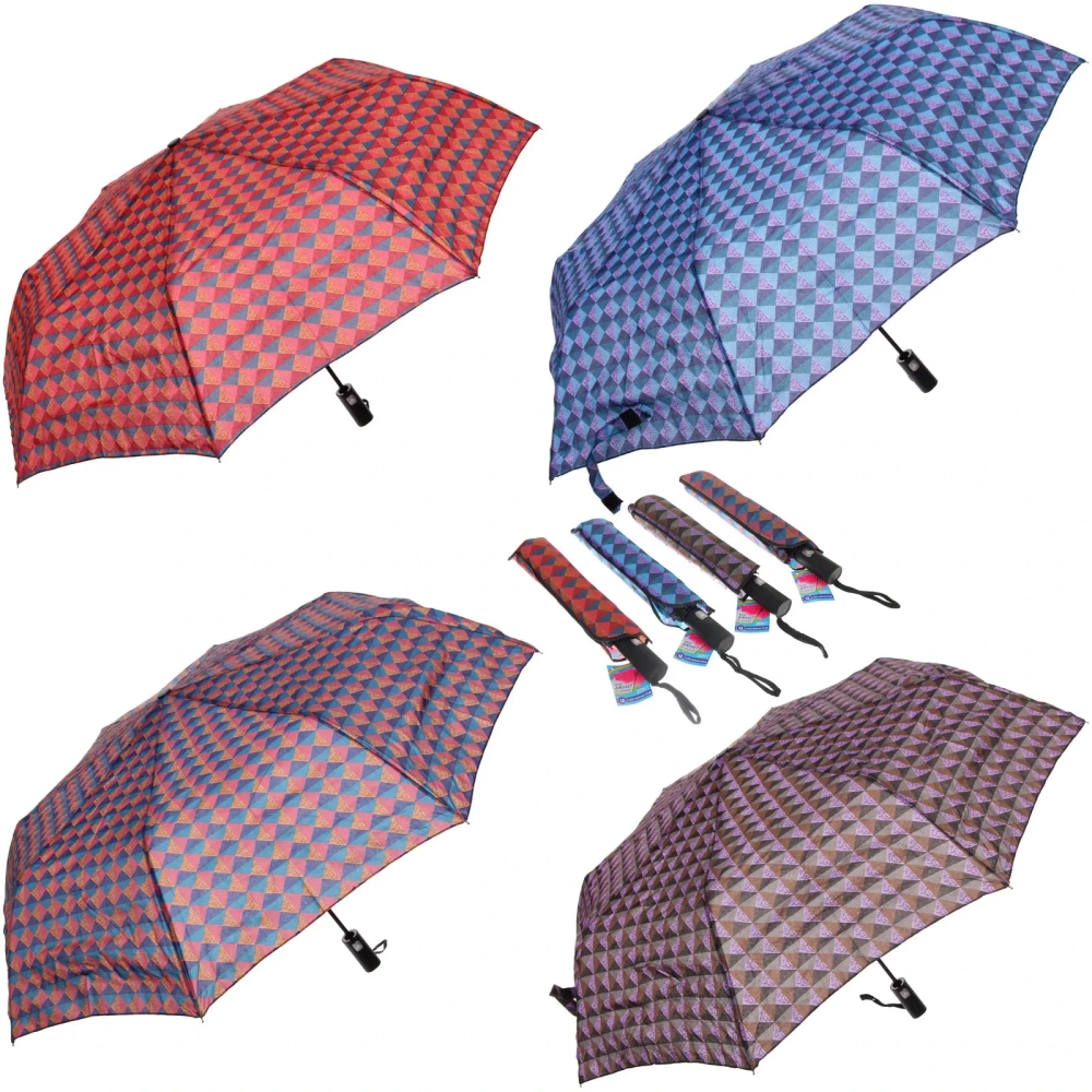 Зонт полуавтомат унисекс «Ultramarine - Ромбомания», микс 6 цветов, 8 спиц, d-100см, длина в слож. виде 68см