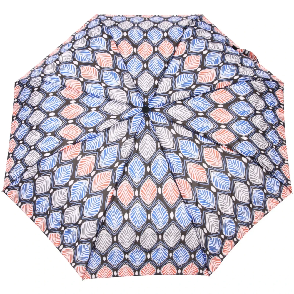 Зонт женский полуавтомат «Ultramarine- Маниока», микс 6 цветов, 8 спиц, d-100см, длина в слож. виде 28см, голубые цветы