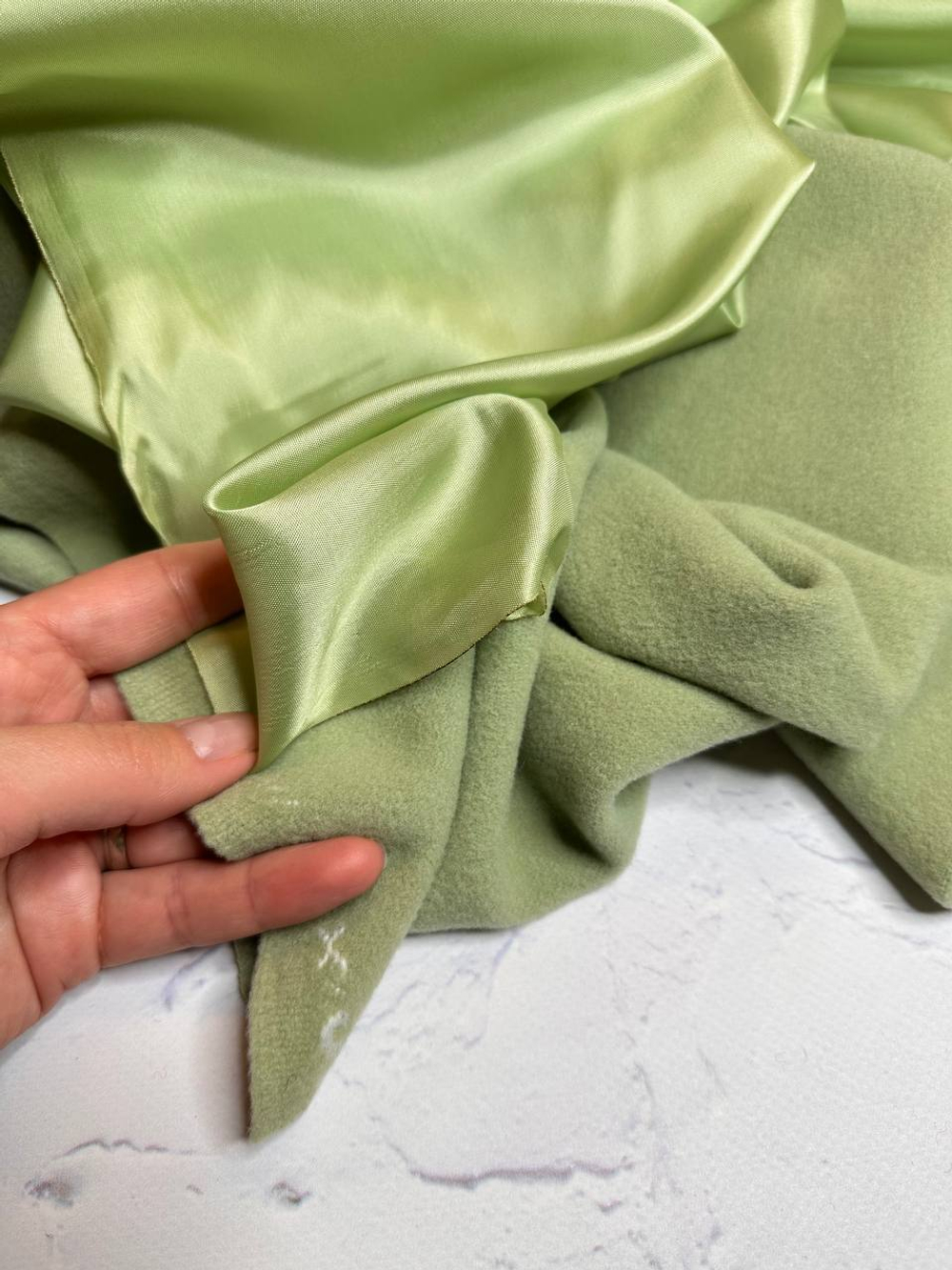 Пальтовая однотонная шерсть с кашемиром (Alta Moda для Valentino, 85%шерсть/15%кашемир, Фисташковый туман, 500 гр/м2, 150)