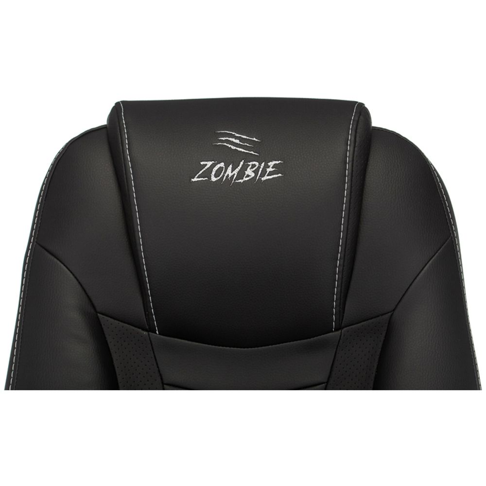 Кресло игровое ZOMBIE 8/8N/BLACK, PL, экокожа черный, топ-ган (до 180кг)