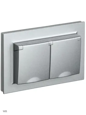 2-местная розетка IEK Brite рсбш12-3-44-бра с заземлением, с защитными шторками и крышкой, 16А, в сборе, ip44, алюминий BR-R26-16-44-K47-F