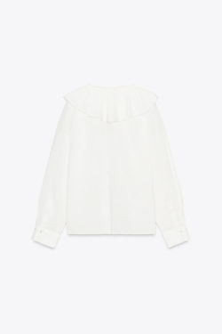 ZARA РУБАШКА ИЗ СМЕСОВОГО ЛЬНА И ШЕЛКА — ZW COLLECTION, ЖЕЛТОВАТО-БЕЛЫЙ