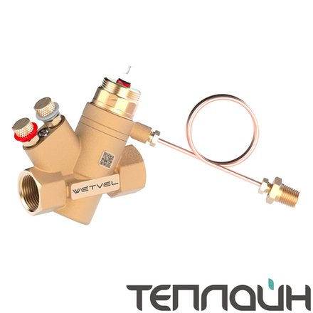 Балансировочный клапан "Точный поток" комбинированные WETVEL PFC ST 25L DN 25 PN 25 резьба/резьба