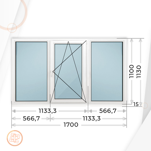 Пластиковое окно 1100 х 1700 ТермА Эко