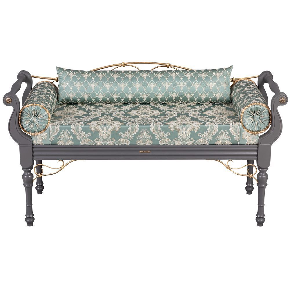 Банкетка Флоренция Премиум Серый Каледония Даймонд Минт Амбер