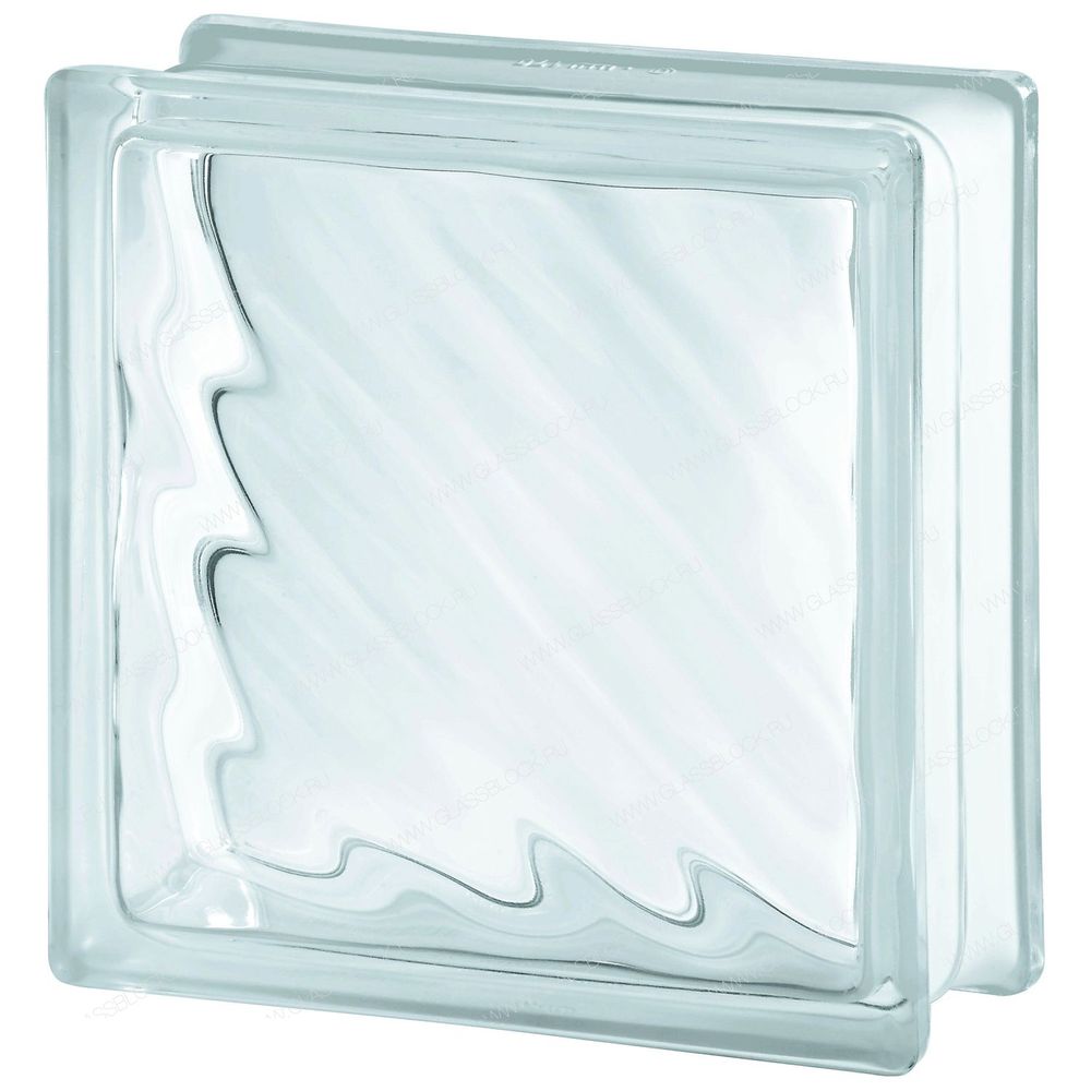 Стеклоблок Vitrablok Диагональная Волна 19x19x8 - Бесцветный