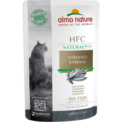 Almo Nature консервы для кошек "HFC Natural Plus" с сардинами (91%  рыбы) 55 г пакетик