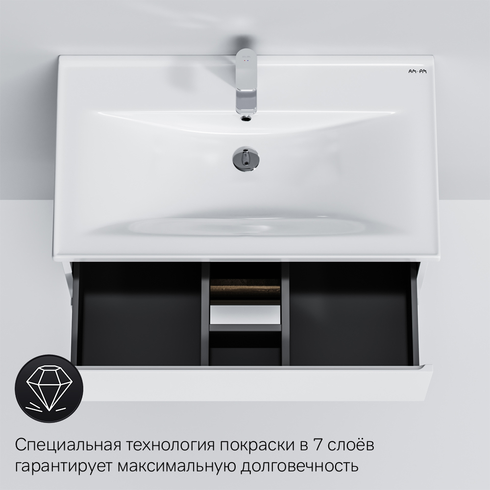 M85AFHX0802WG X-Joy, База под раковину, подвесная, 80 см, 2 ящика, белый глянец