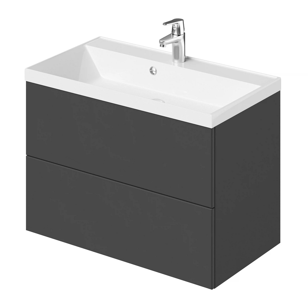 Комплект тумба ICON 80 (800х451х588) подвесная с раковиной CLARISSA 80 Графит