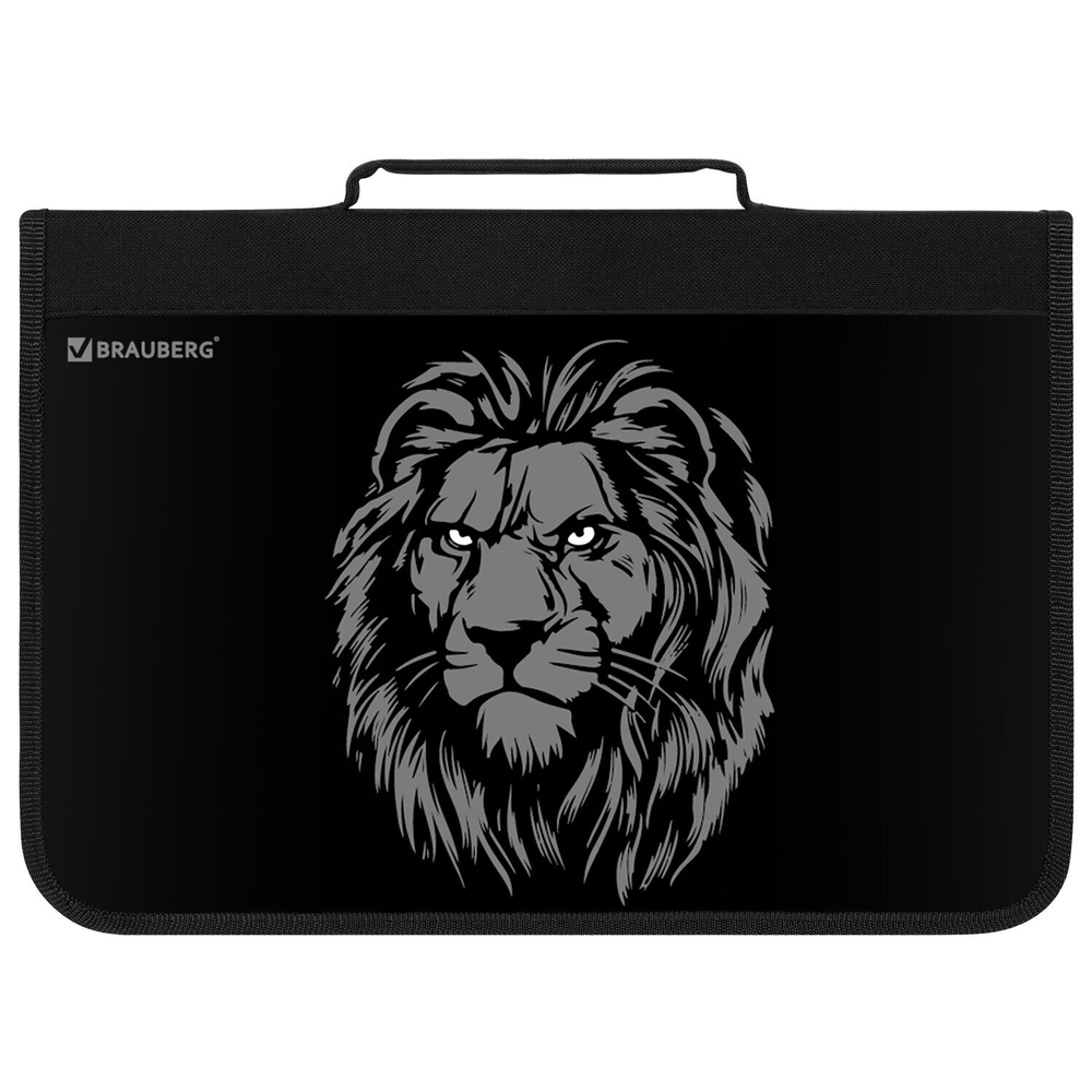 Папка на молнии BRAUBERG А4 с ручкой с органайзером 1 отделение "Savage lion" (2 штуки в упаковке)