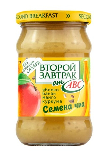 Десерт фруктовый "Второй завтрак от АВС" яблоко-банан-манго-семена чиа-куркума 300г. АВС