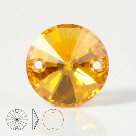 Пришивные стеклянные стразы (Yellow / Жёлтый) Rivoli